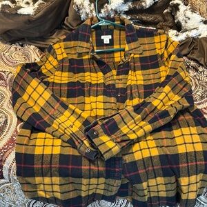 Llbean flannel.  Size Large.  In good shape. More butterscotch than yellow.